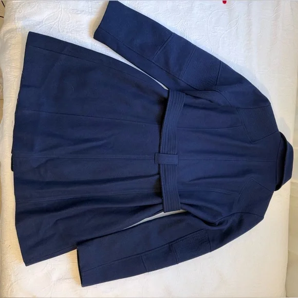 MICHAEL Michael Kors Navy Blue Asymmetrical Trench Coat with Belt   size 8 - Picture 6 of 15